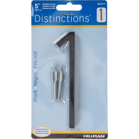 Hillman HILLMAN Distinctions 5 in. Black Steel Screw-On Number 1 1 pc, PK3 844711